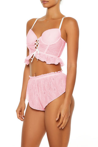 Ruffle Lace-Up Lingerie Corset Cami