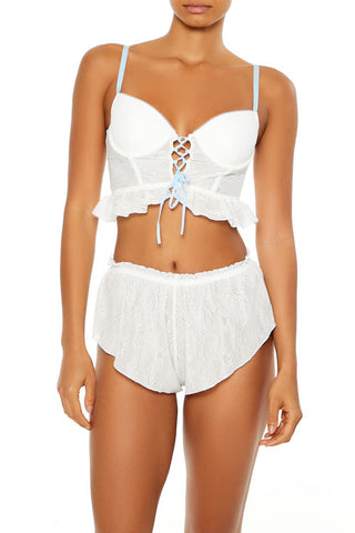 Ruffle Lace-Up Lingerie Corset Cami