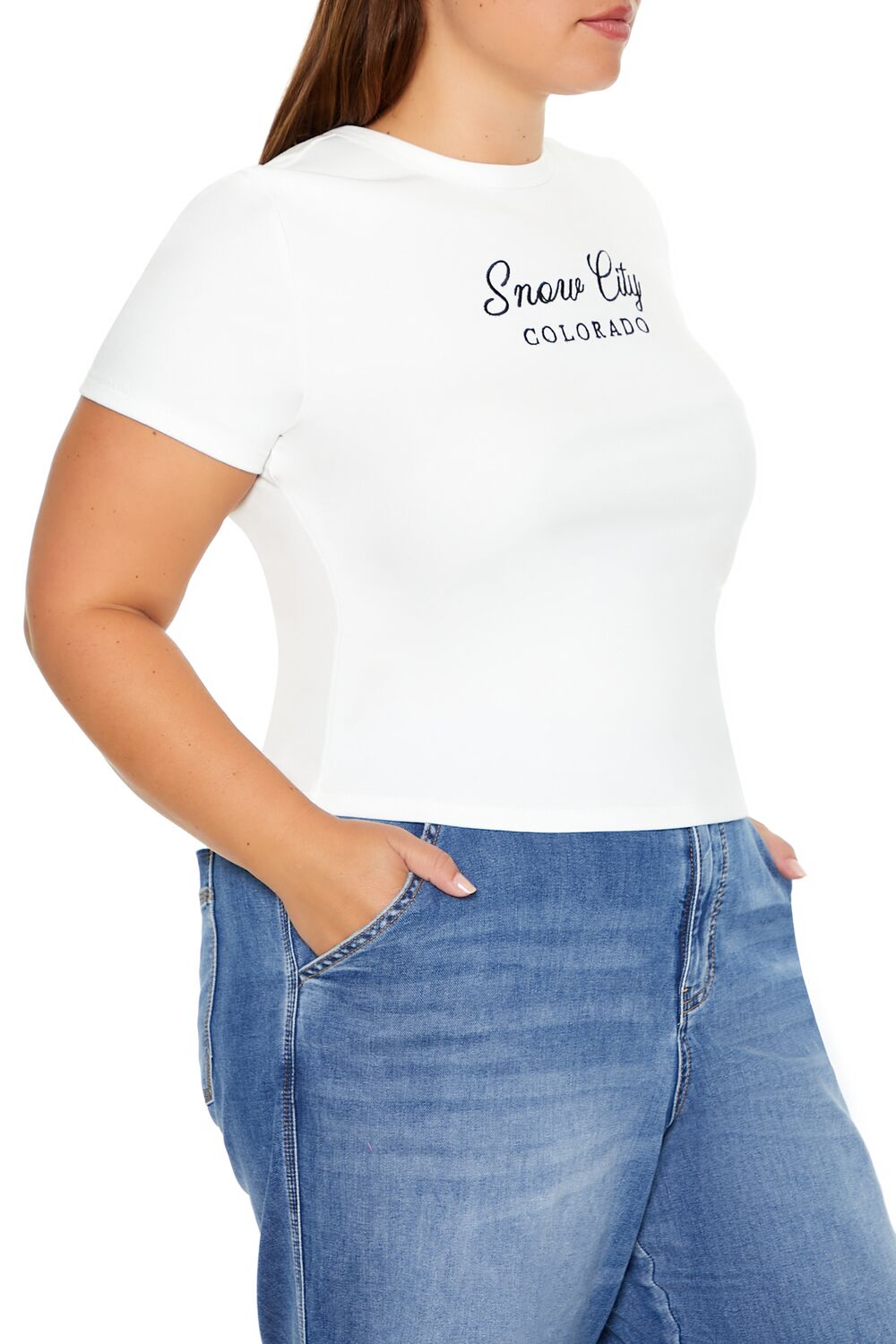  Forever 21 Plus Size Snow City Baby Tee - white multi - Bonton
