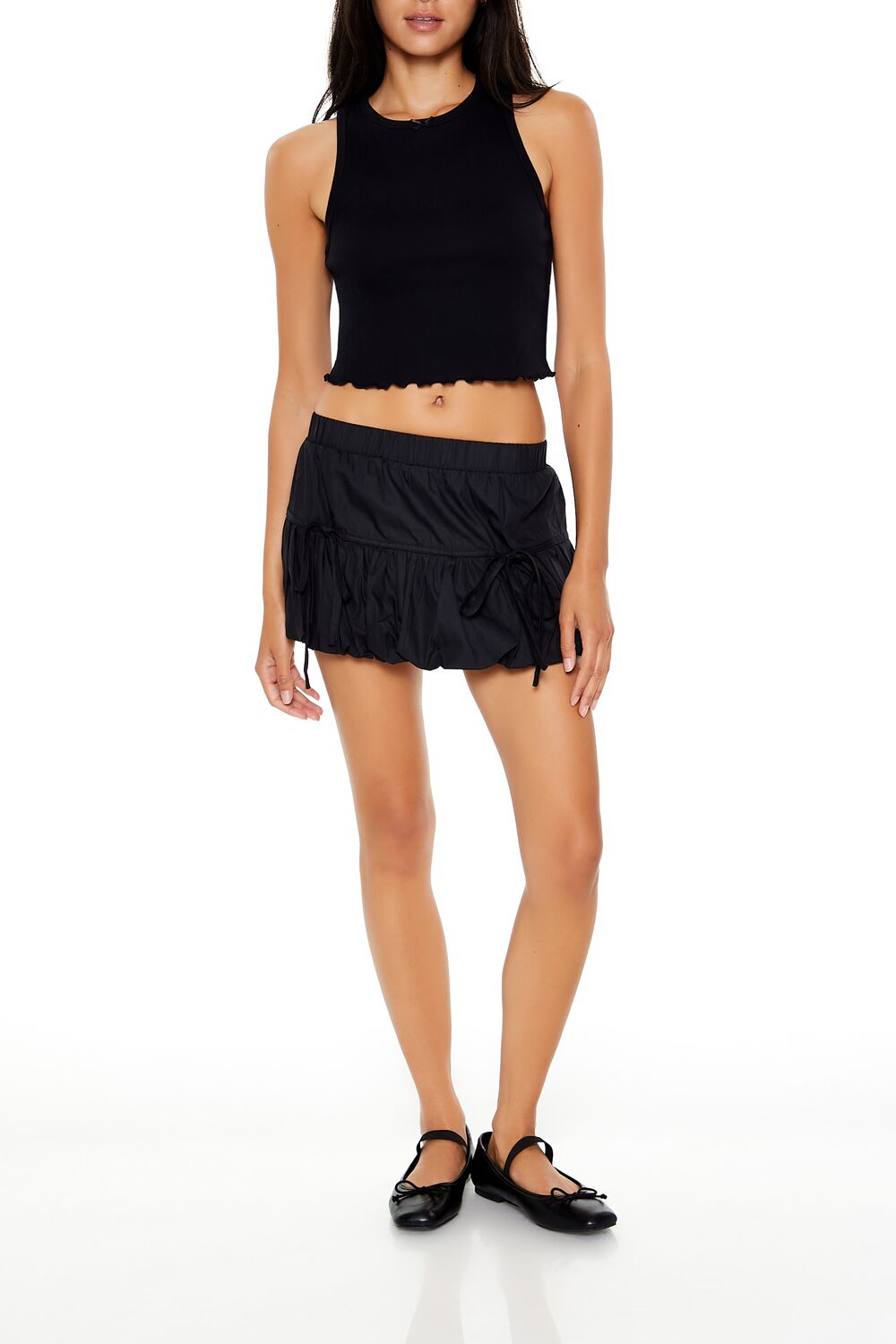  Forever 21 Bubble-Hem Mini Skirt - black - Bonton