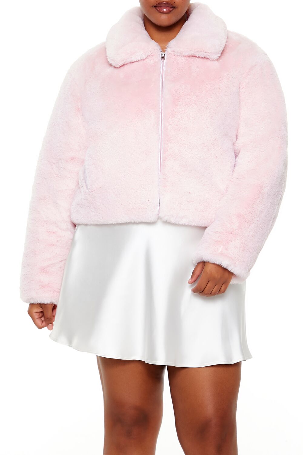  Forever 21 Plus Size Faux Fur Zip-Up Coat - blossom - Bonton
