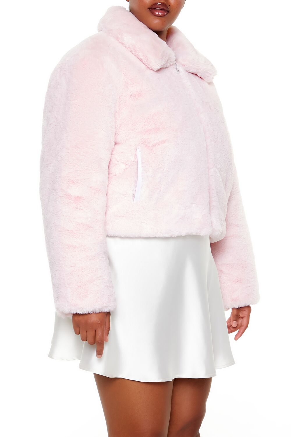  Forever 21 Plus Size Faux Fur Zip-Up Coat - blossom - Bonton