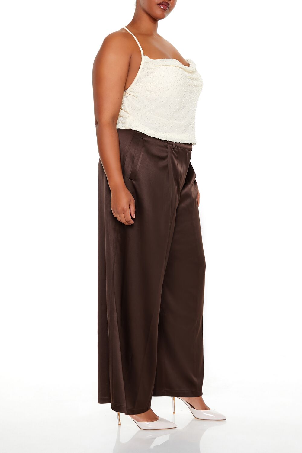  Forever 21 Plus Size Satin Trouser Pants - black - Bonton