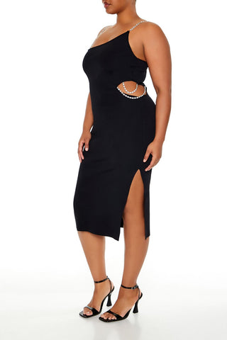 Plus Size Faux Gem Midi Sweater Dress