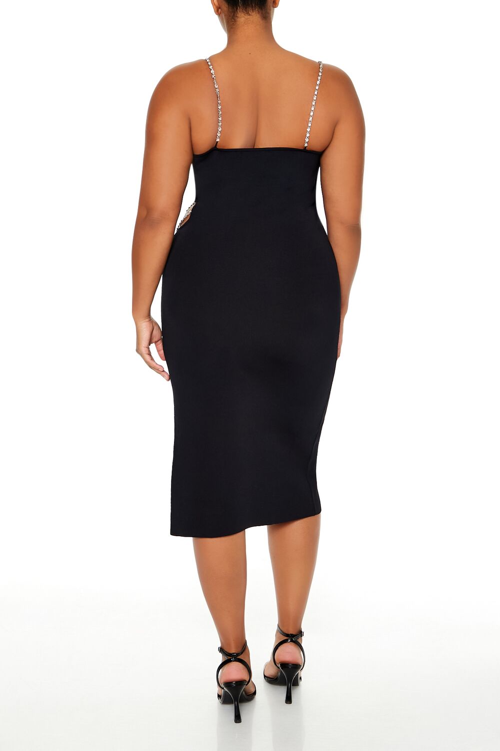  Forever 21 Plus Size Faux Gem Midi Sweater Dress - black-swatch - Bonton