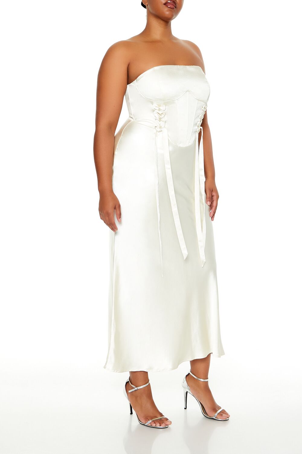  Forever 21 Plus Size Lace-Up Corset Maxi Dress - egret-swatch - Bonton