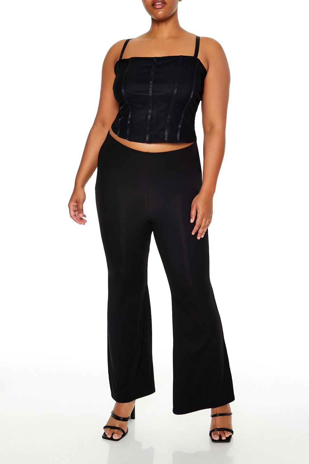  Forever 21 Plus Size Lace-Up Cropped Cami - black - Bonton