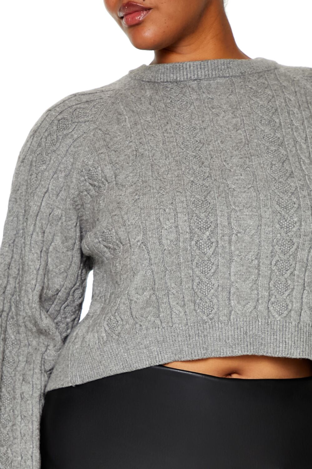  Forever 21 Plus Size Cropped Bow Sweater - grey black - Bonton