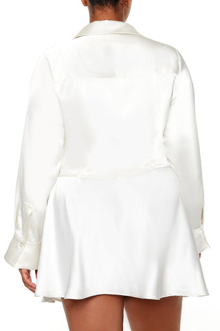 Plus Size Satin Cowl Crop Top
