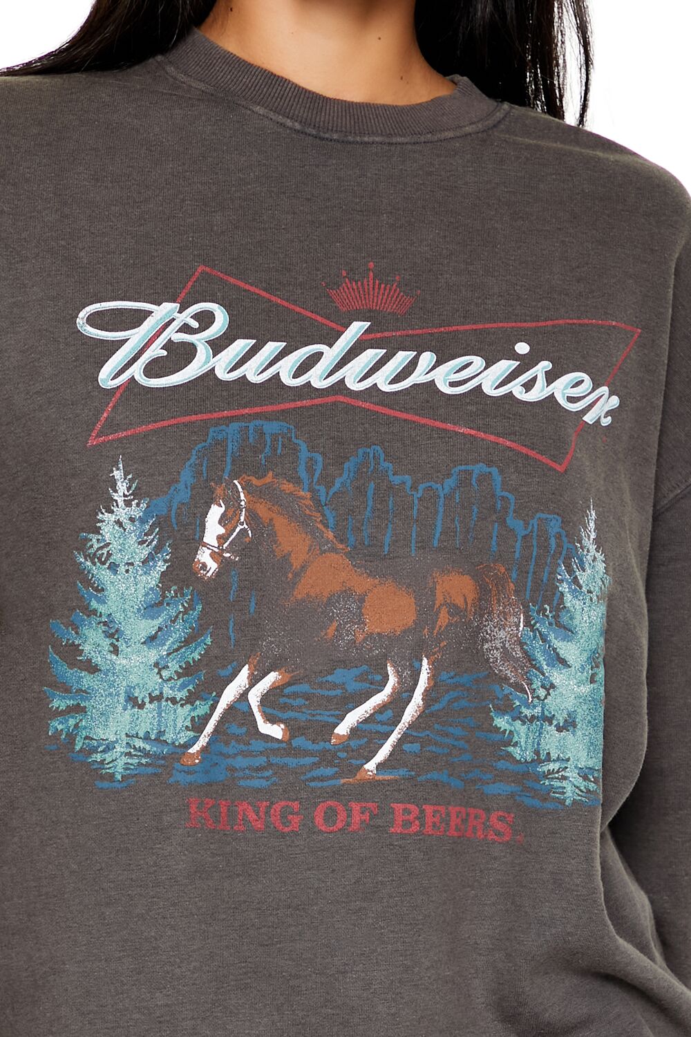  Forever 21 Budweiser Graphic Pullover - dark grey multi - Bonton