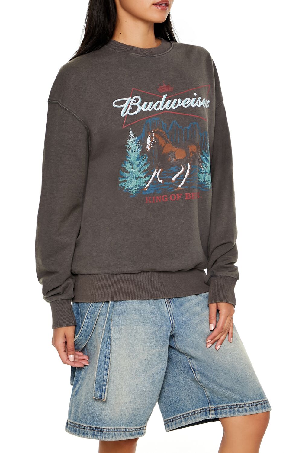  Forever 21 Budweiser Graphic Pullover - dark grey multi - Bonton