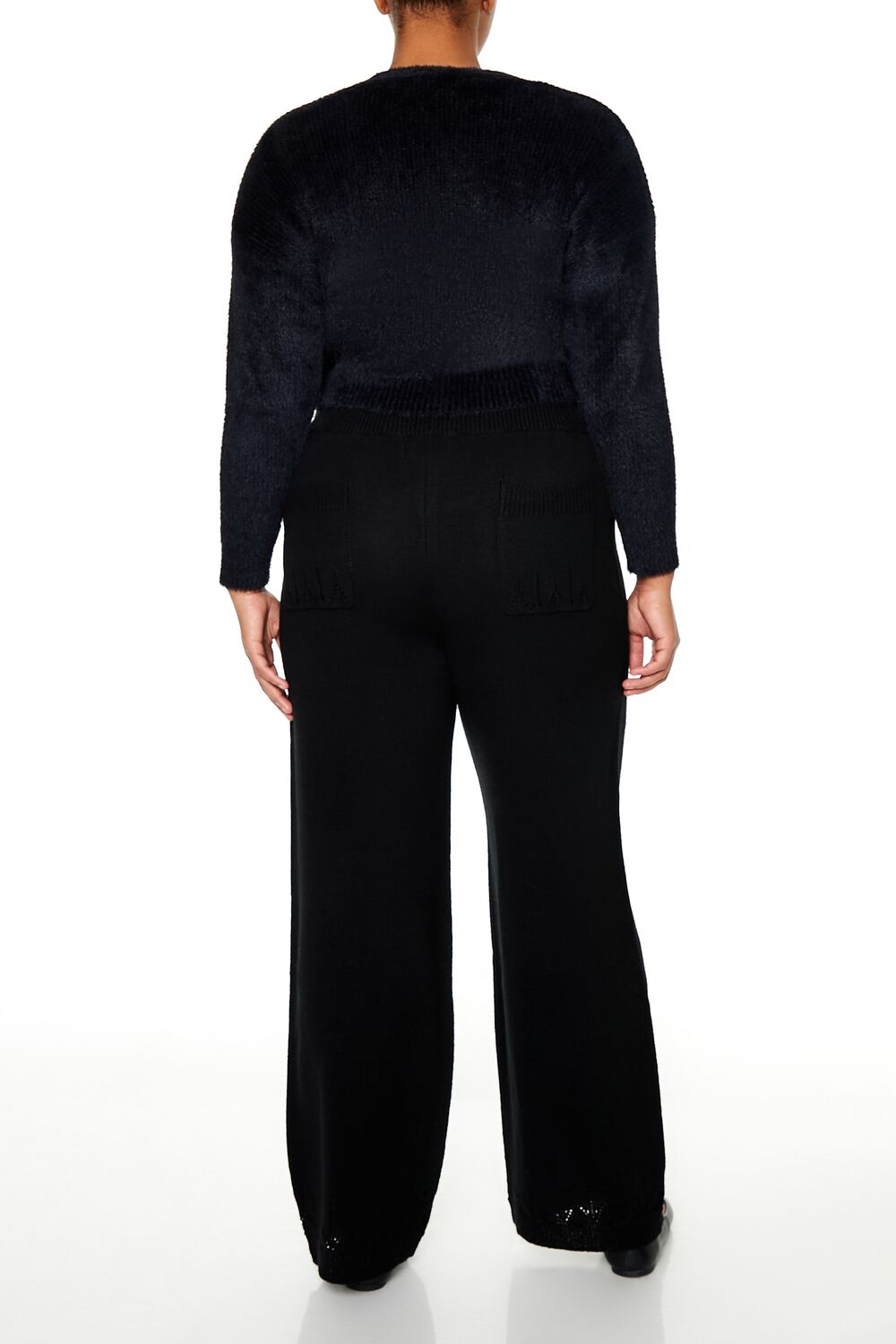  Forever 21 Plus Size Wide-Leg Sweater-Knit Pants - black - Bonton