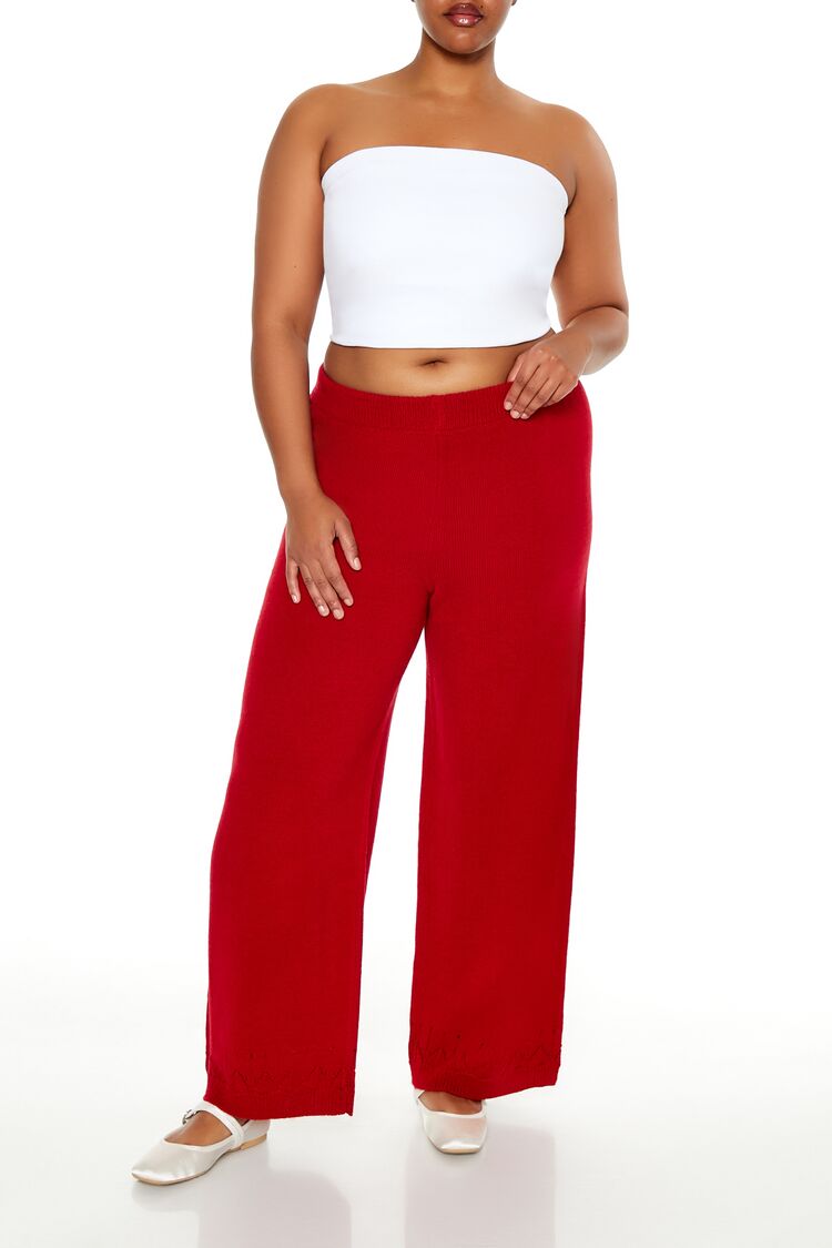  Forever 21 Plus Size Wide-Leg Sweater-Knit Pants - black - Bonton