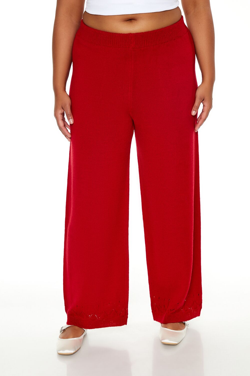  Forever 21 Plus Size Wide-Leg Sweater-Knit Pants - black - Bonton