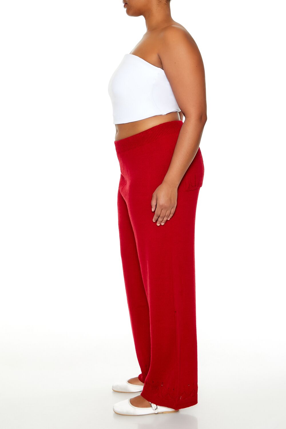  Forever 21 Plus Size Wide-Leg Sweater-Knit Pants - black - Bonton