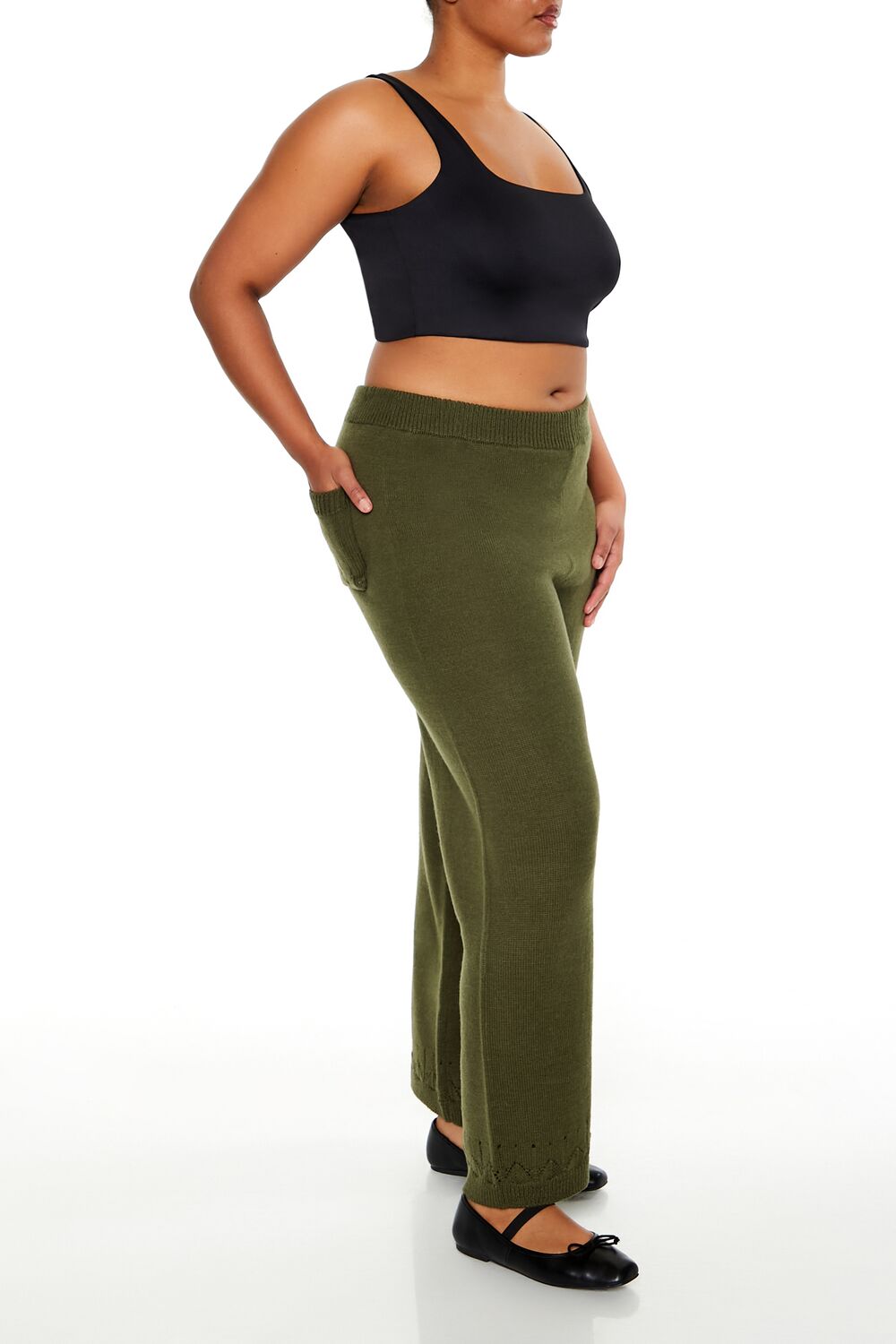  Forever 21 Plus Size Wide-Leg Sweater-Knit Pants - black - Bonton