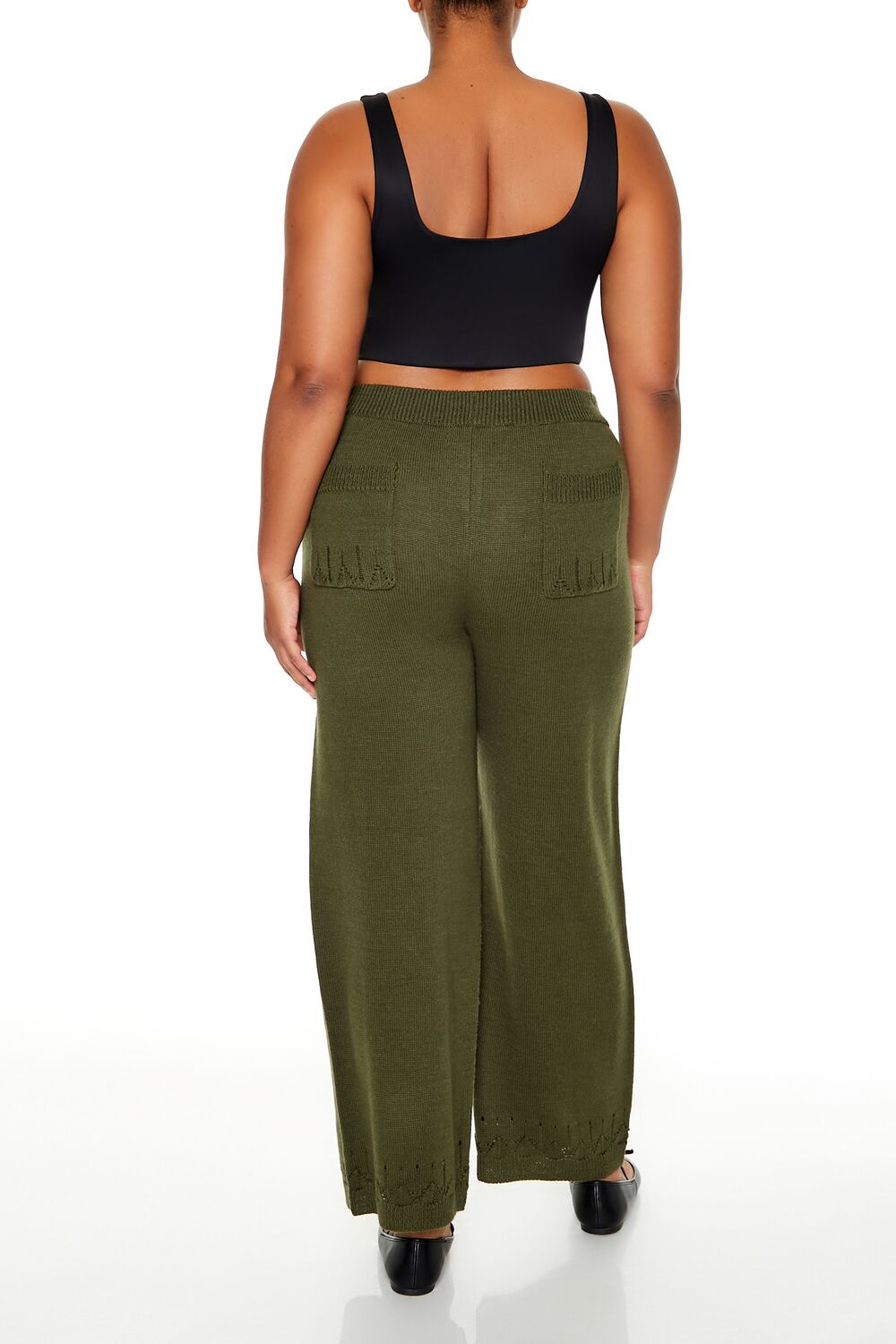  Forever 21 Plus Size Wide-Leg Sweater-Knit Pants - black - Bonton