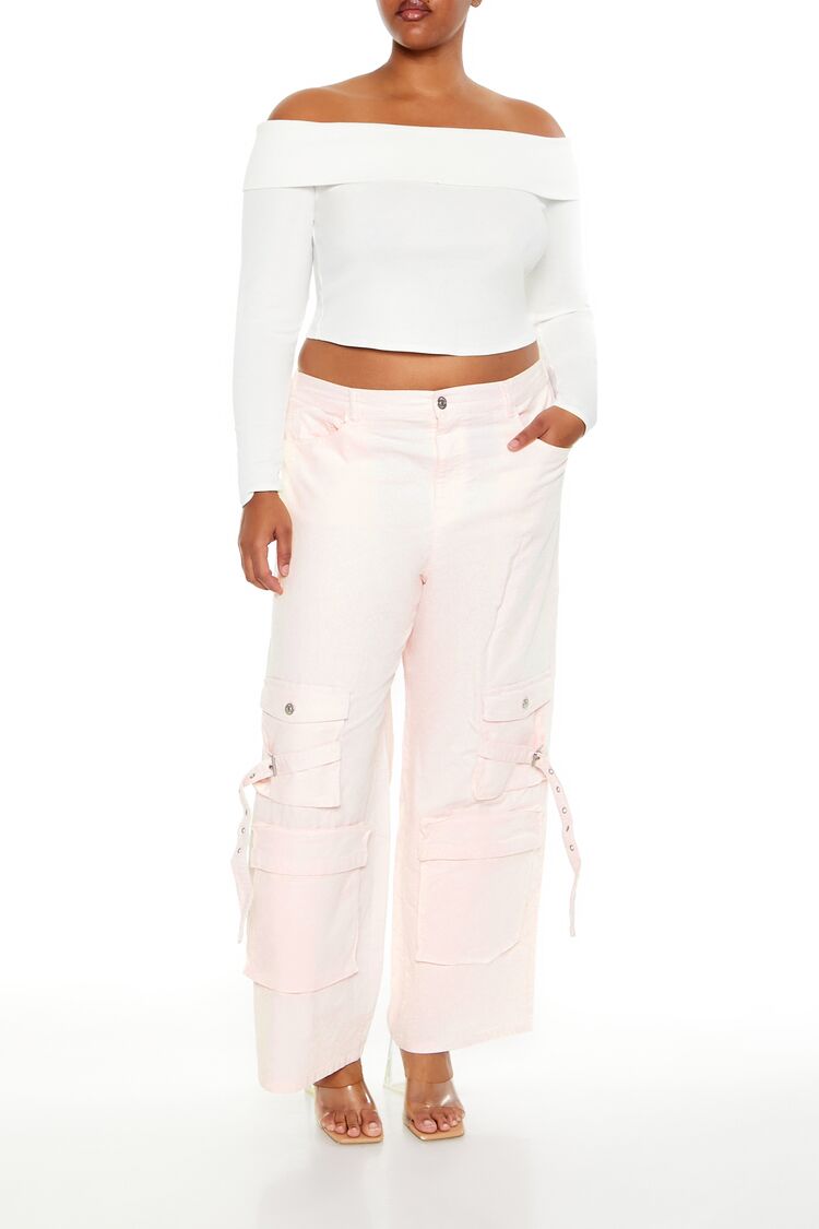  Forever 21 Plus Size Velvet Cargo Pants - seashell - Bonton