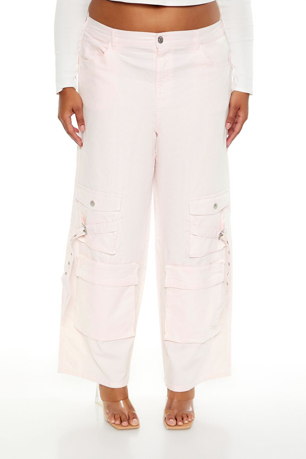  Forever 21 Plus Size Velvet Cargo Pants - seashell - Bonton