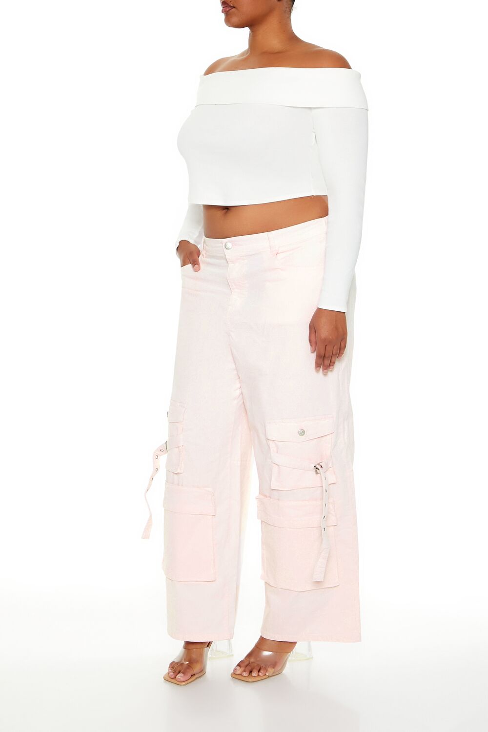  Forever 21 Plus Size Velvet Cargo Pants - seashell - Bonton