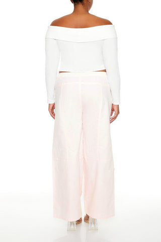 Plus Size Velvet Cargo Pants