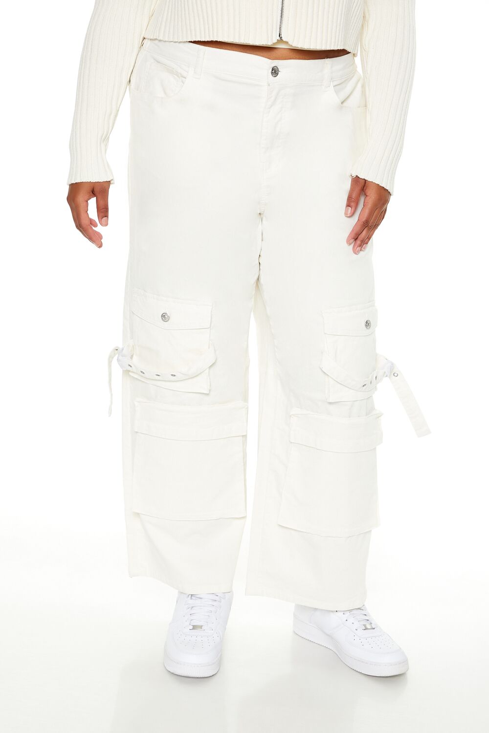  Forever 21 Plus Size Velvet Cargo Pants - seashell - Bonton