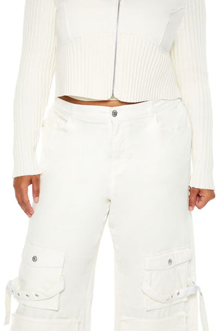 Plus Size Velvet Cargo Pants