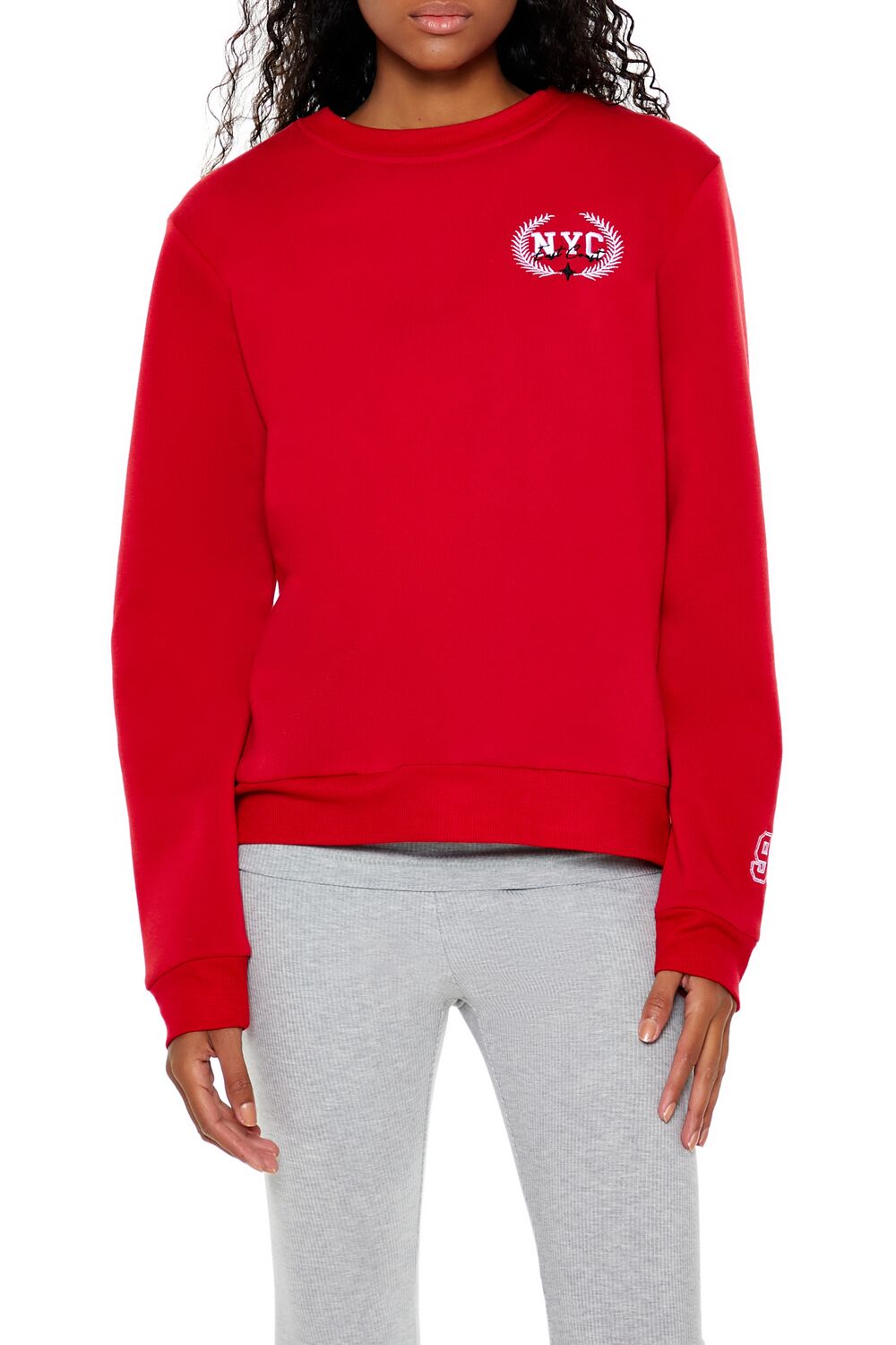  Forever 21 Brooklyn NYC Fleece Pullover - red - Bonton