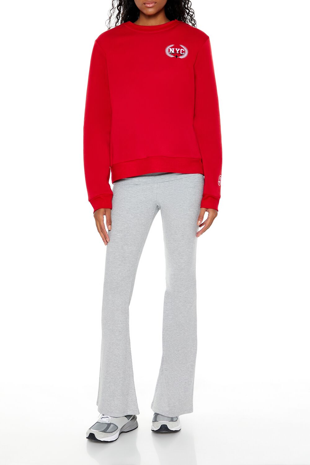  Forever 21 Brooklyn NYC Fleece Pullover - red - Bonton