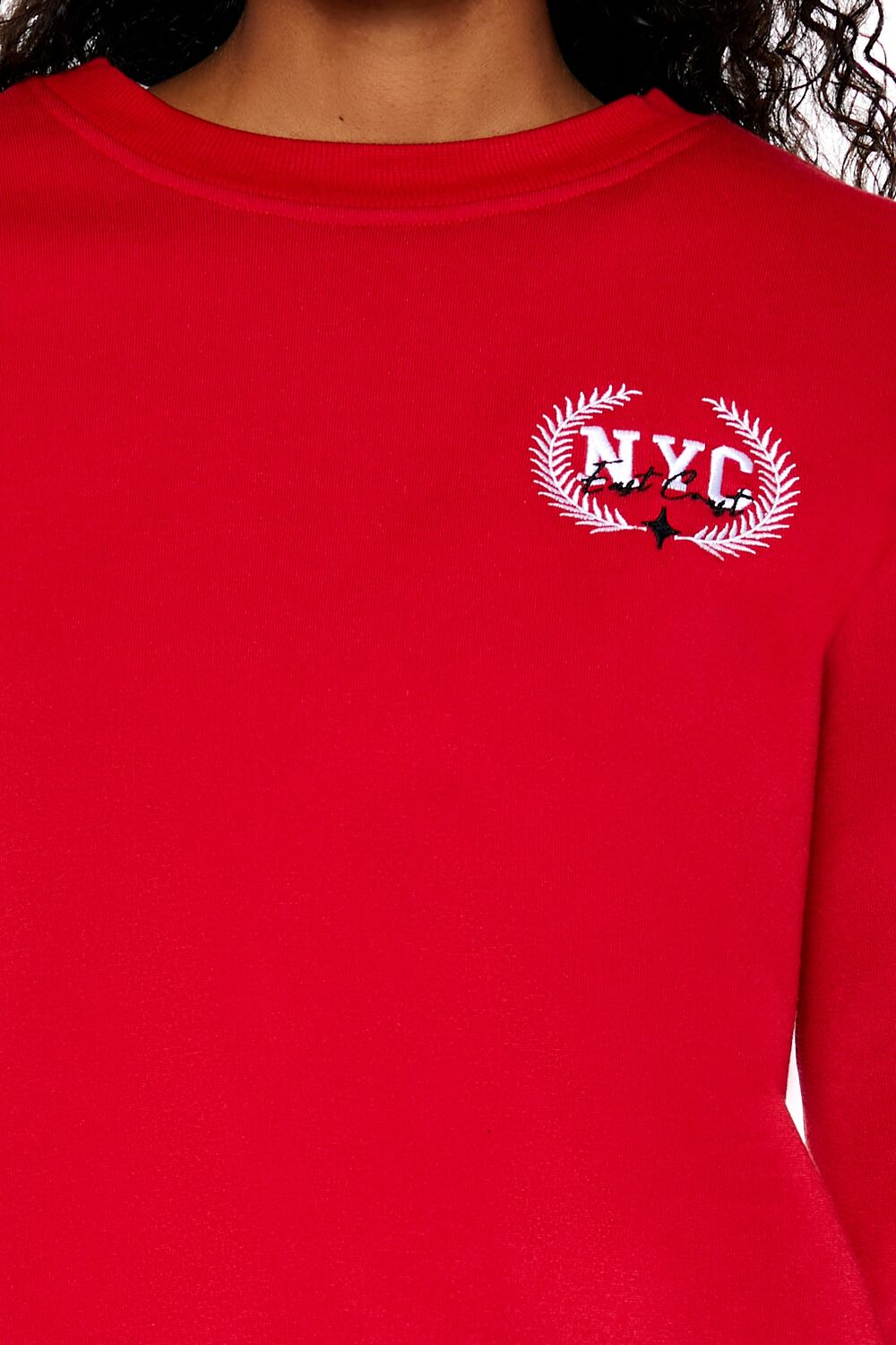  Forever 21 Brooklyn NYC Fleece Pullover - red - Bonton