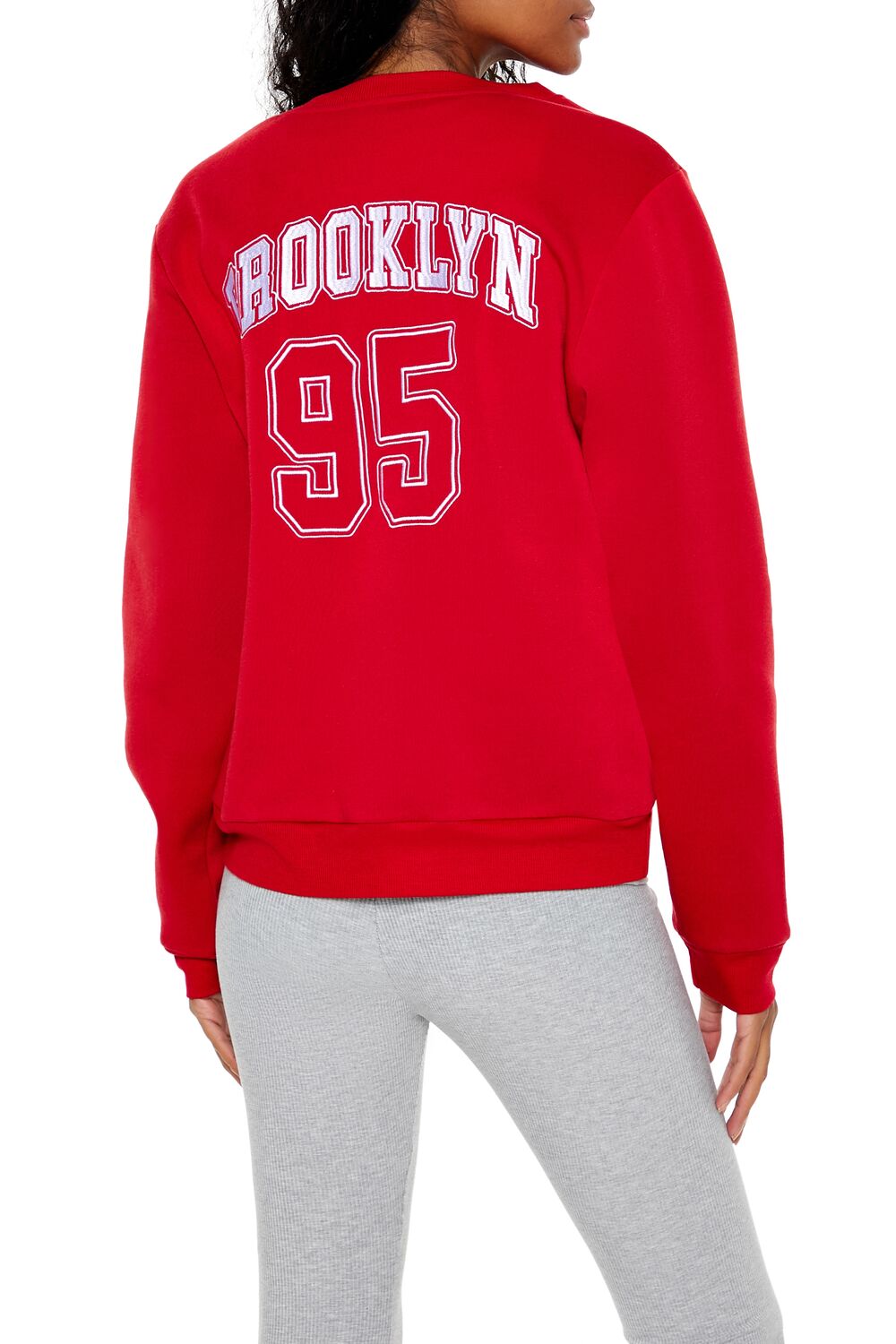  Forever 21 Brooklyn NYC Fleece Pullover - red - Bonton