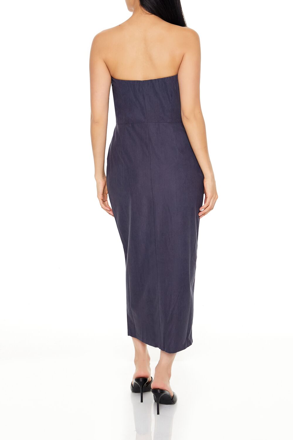  Forever 21 Strapless Zip-Up Cargo Midi Dress - charcoal-swatch - Bonton