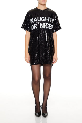 Sequin Naughty or Nice T-Shirt Dress