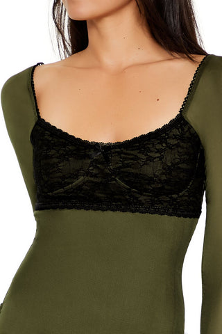 Lace & Mesh Combo Mini Dress