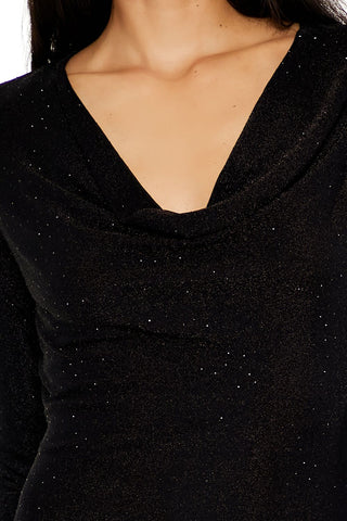 Glitter Cowl Bodycon Mini Dress