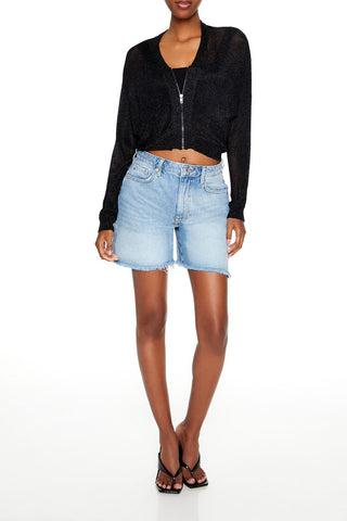 Glitter Knit Zip-Up Sweater