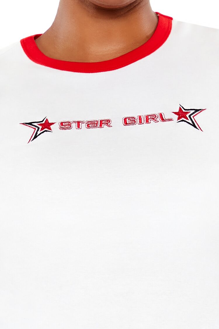  Forever 21 Plus Size Star Girl Ringer Tee - white multi - Bonton