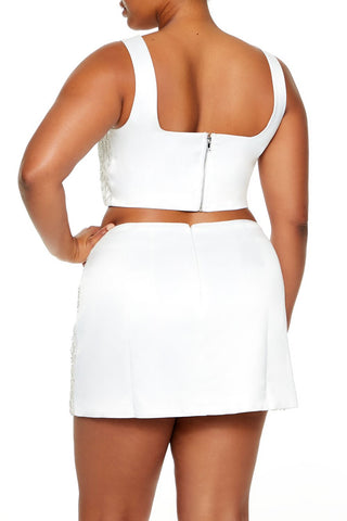 Plus Size Beaded Lattice Tank Top