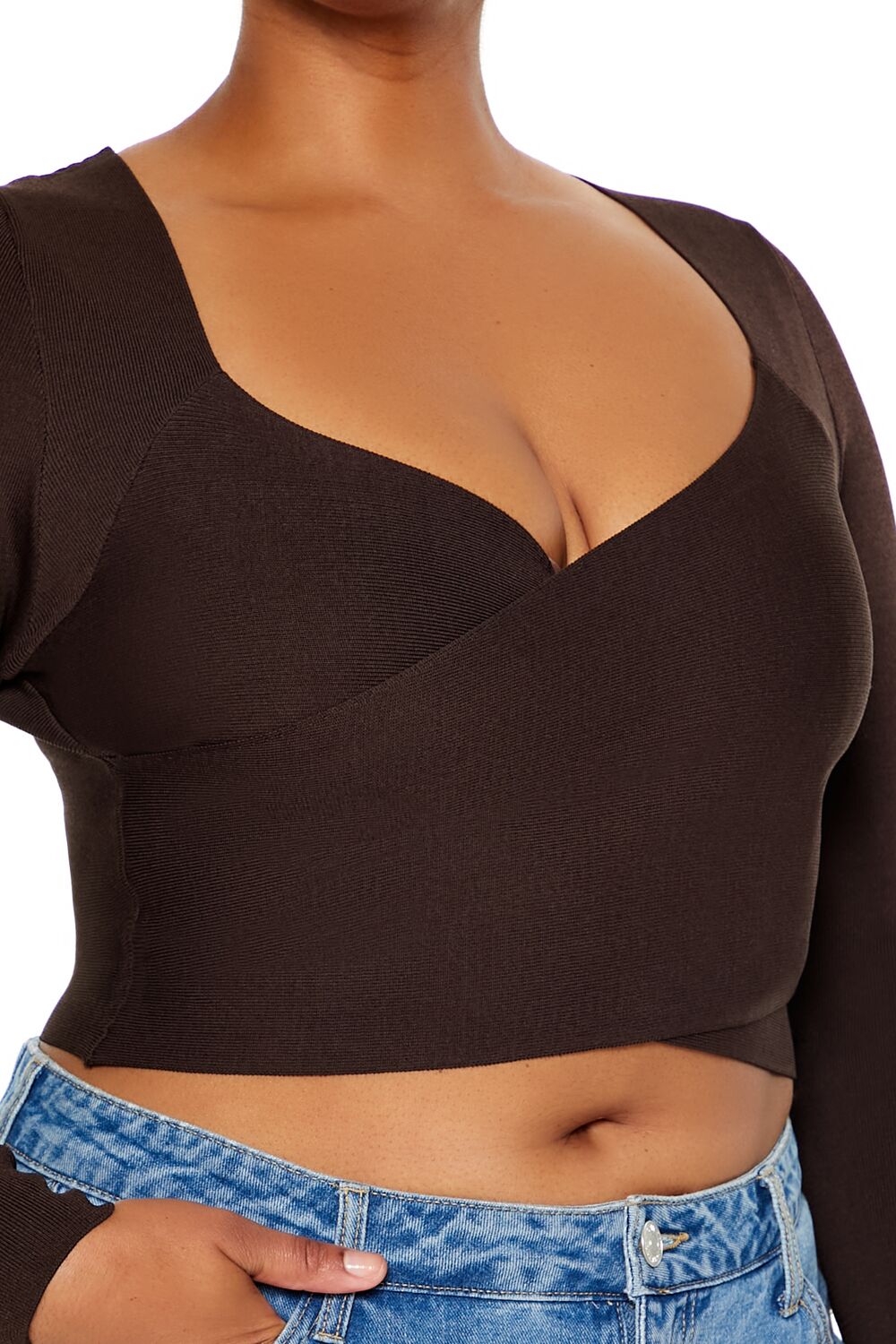  Forever 21 Plus Size Crossover Sweater - turkish coffee - Bonton