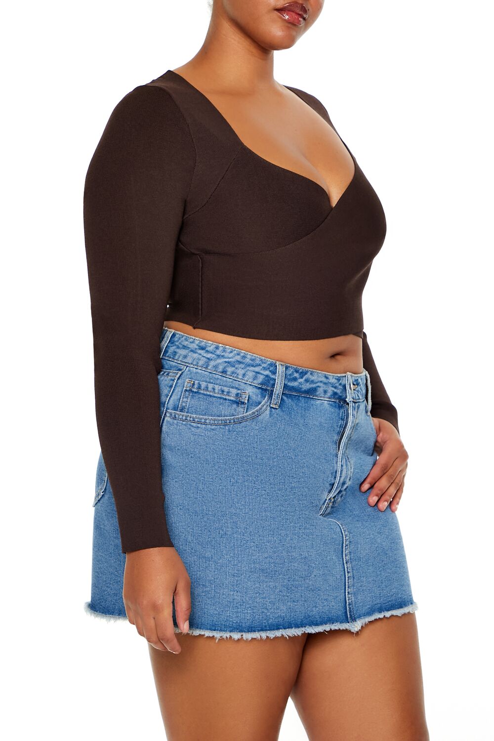  Forever 21 Plus Size Crossover Sweater - turkish coffee - Bonton