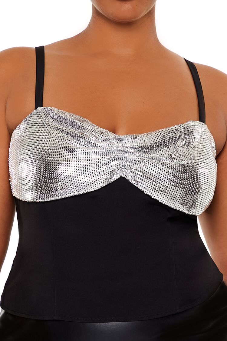  Forever 21 Plus Size Chainmail Cropped Cami - black - Bonton