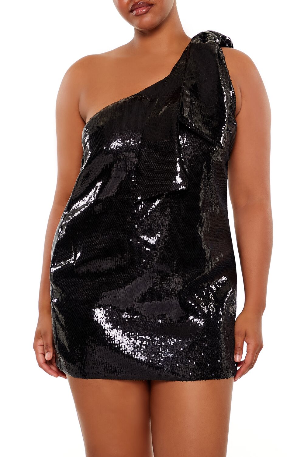  Forever 21 Plus Size Sequin Tie-Strap Mini Dress - black - Bonton
