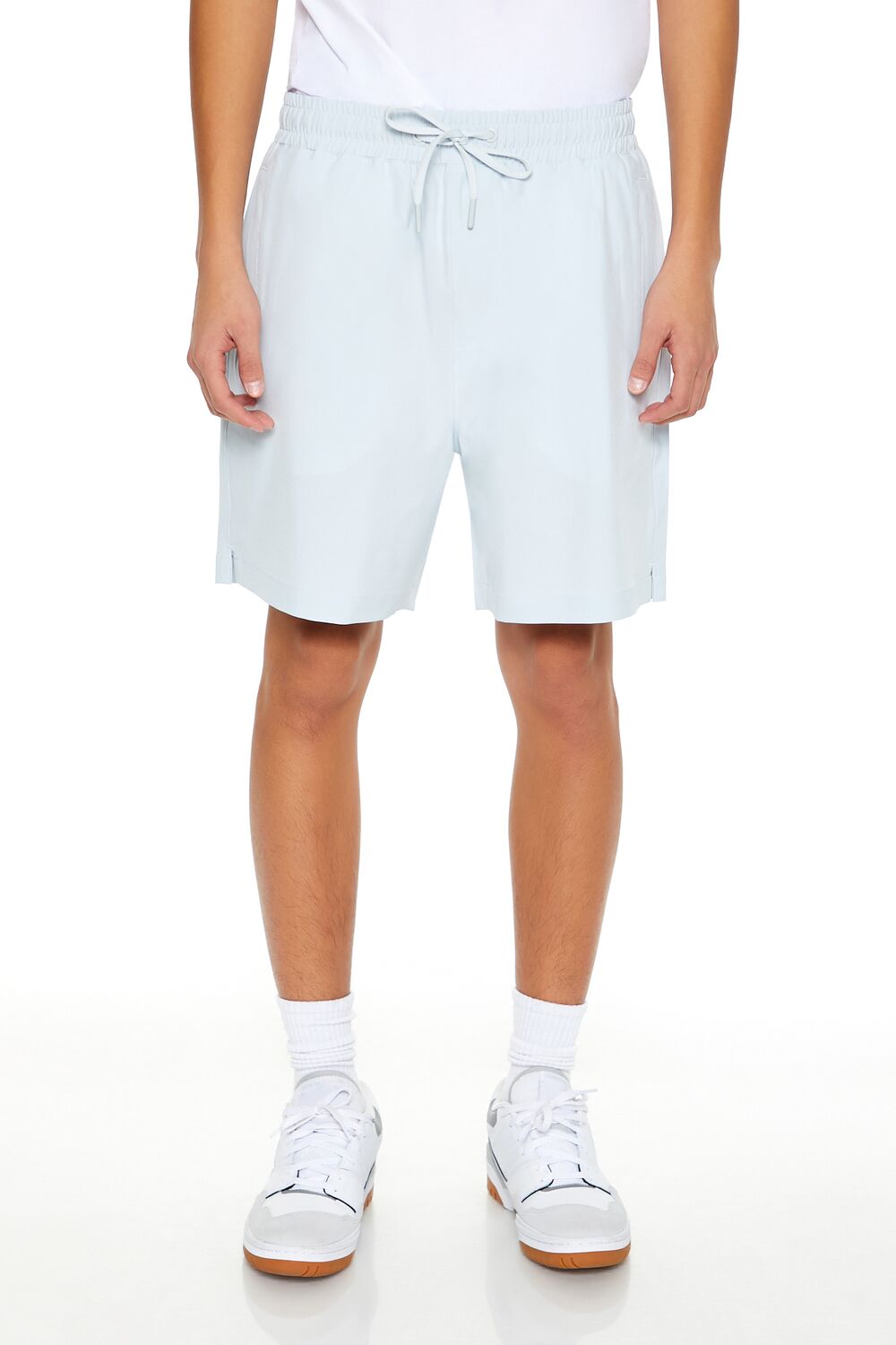  Forever 21 Vented Drawstring Shorts - baby-blue - Bonton