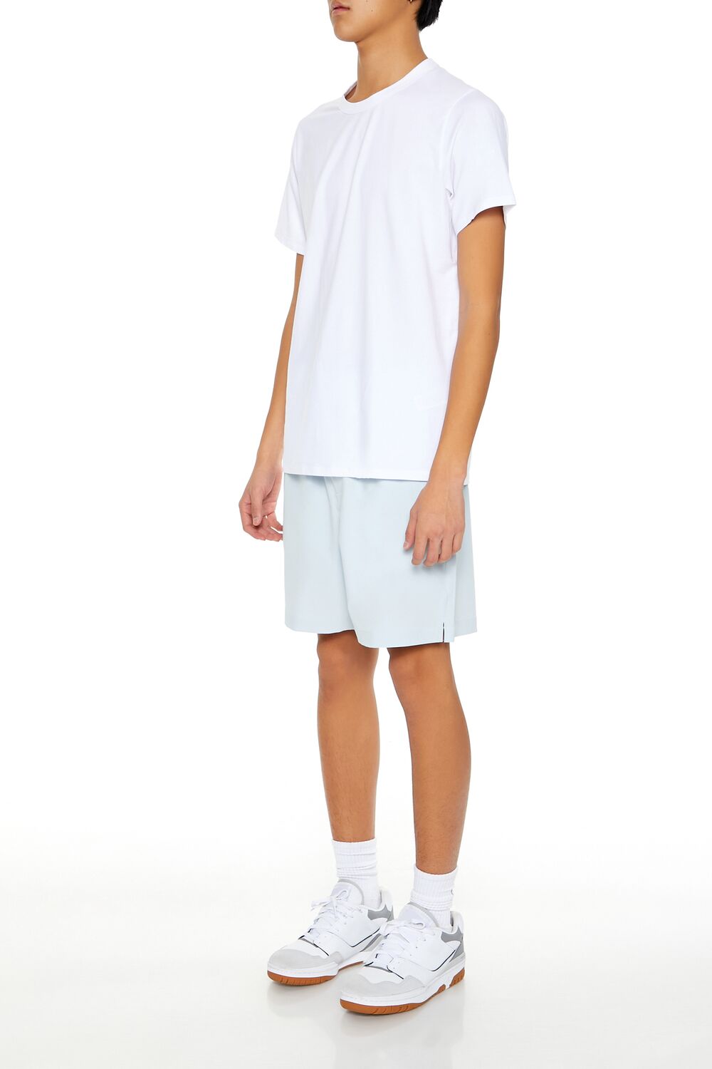  Forever 21 Vented Drawstring Shorts - baby-blue - Bonton