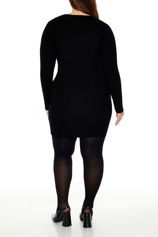 Plus Size Satin Bow Mini Dress