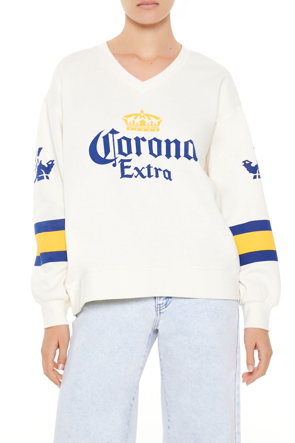  Forever 21 Fleece Corona Extra Oversized Top - cream multi - Bonton
