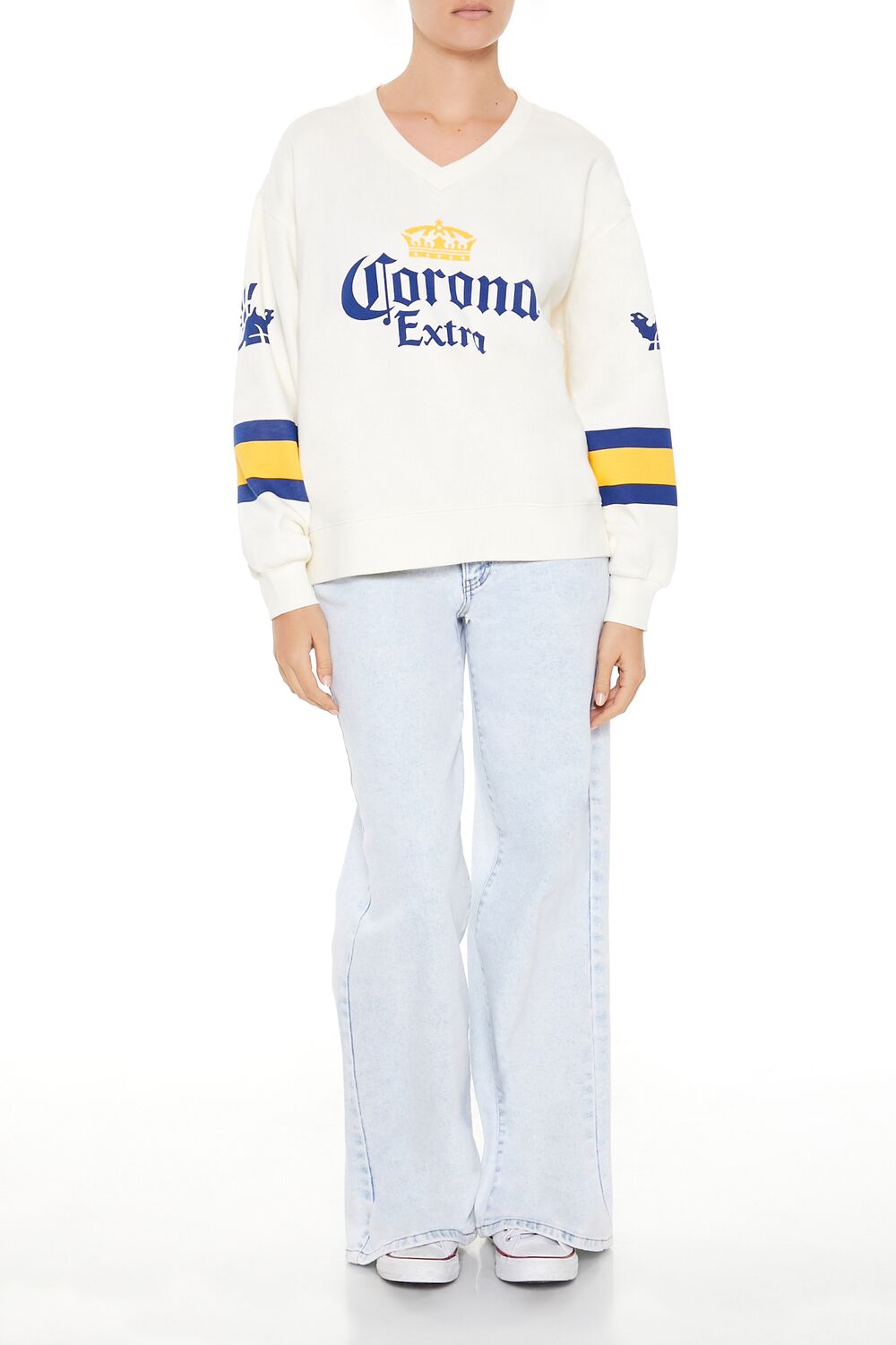  Forever 21 Fleece Corona Extra Oversized Top - cream multi - Bonton