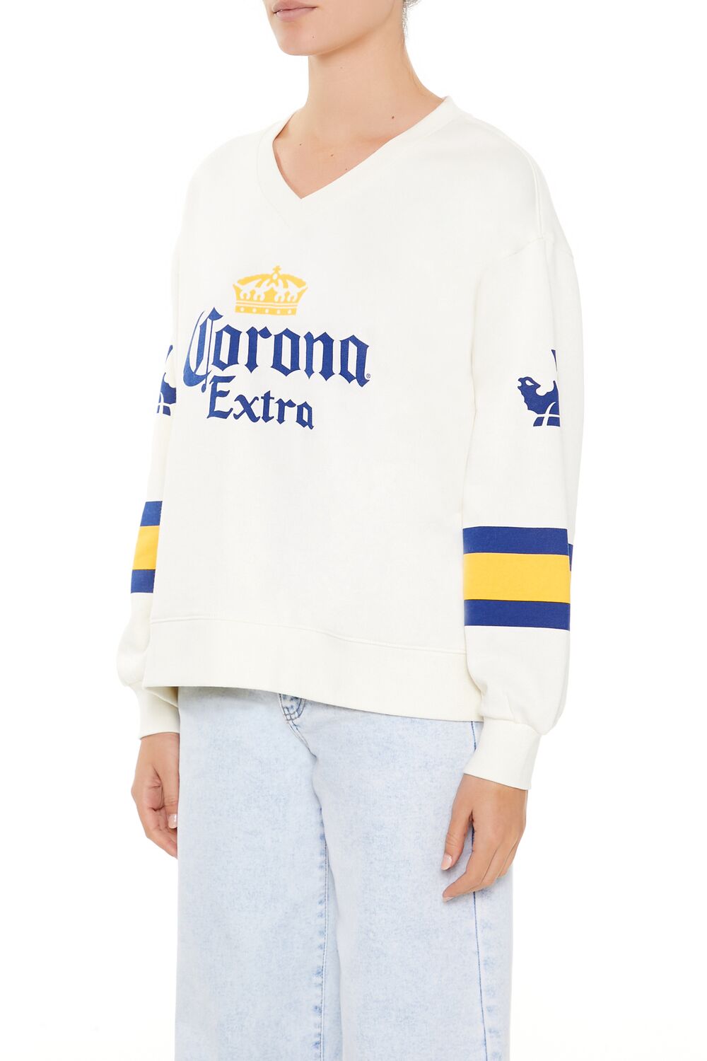  Forever 21 Fleece Corona Extra Oversized Top - cream multi - Bonton