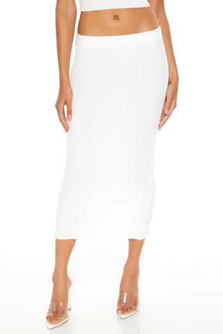 Sweater-Knit Ribbed Midi Skirt