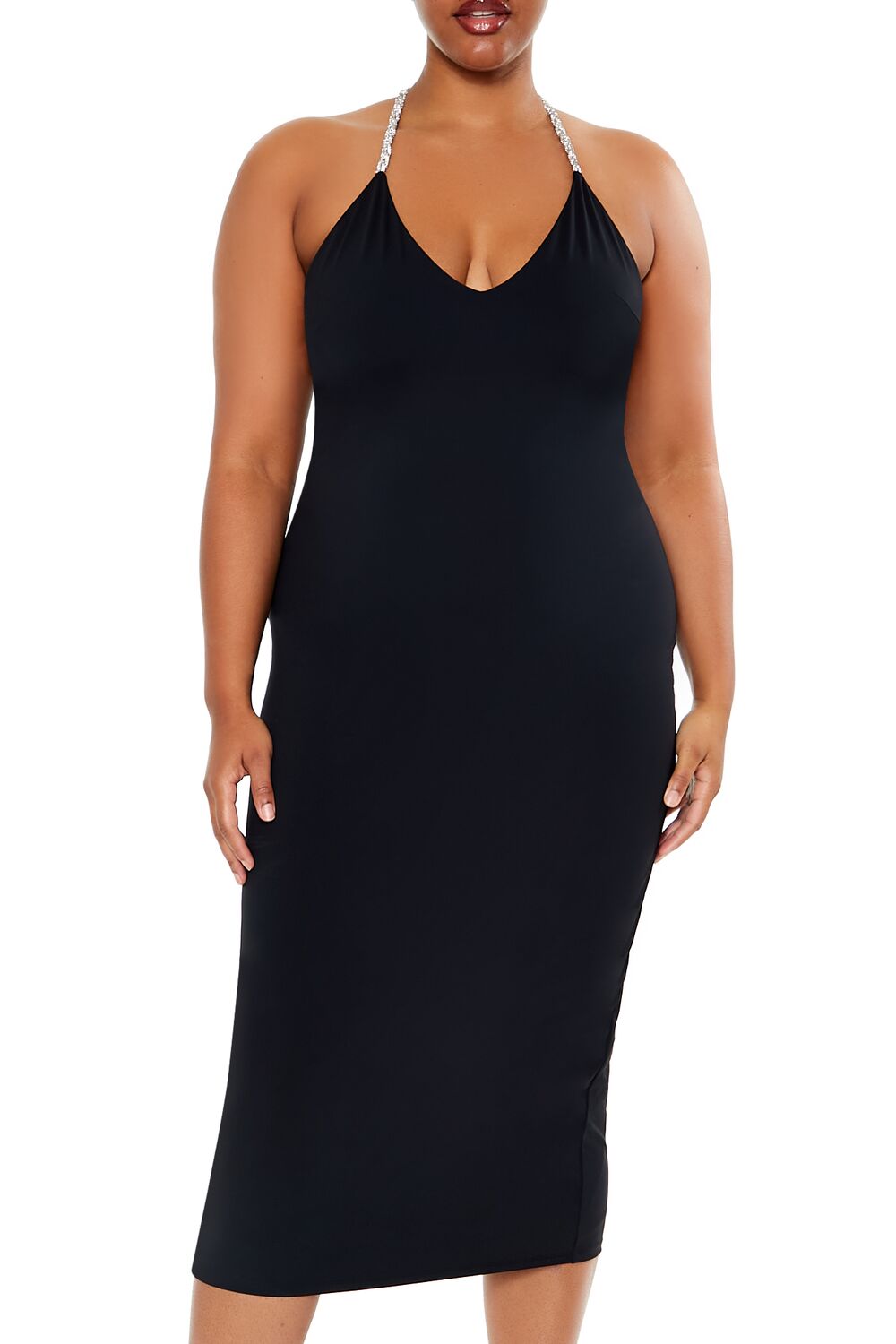  Forever 21 Plus Size Embellished Halter Maxi Dress - black - Bonton